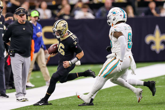 New Orleans Saints quarterback Ian Book (16)